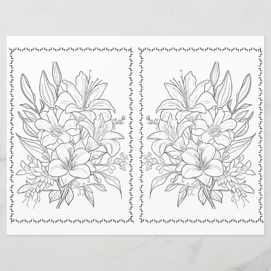 かわいいエレガントフローラ簡単のカラーリングページ (正面)