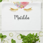 かわいいエレガントフローラ金ゴールドグリッター キッチンタオル (折り畳み)