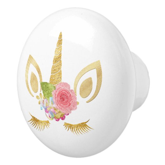 かわいいエレガントフローラ金ゴールドグリッター セラミックノブ (右)