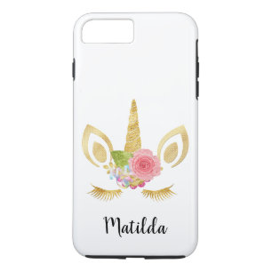 かわいいエレガントフローラ金ゴールドグリッター iPhone 8 PLUS/7 PLUSケース