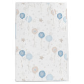 かわいいエレガントブルーアイボリーバルーンボーイベビー ミディアムペーパーバッグ (正面)