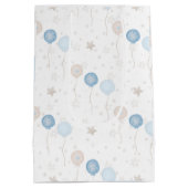 かわいいエレガントブルーアイボリーバルーンボーイベビー ミディアムペーパーバッグ (裏面)