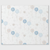かわいいエレガントブルーアイボリーバルーンボーイベビー ラッピングペーパー (フラット)