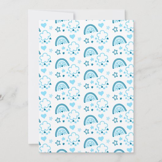 かわいいエレガントブルーレインボーベイビーシャワー 招待状 (裏面)