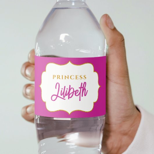 かわいいエレガントプリンセスガール金ゴールドヴィンテージ妖精の名前 ペットボトルラベル