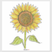 かわいいエレガントボホアートイエローウォーター色ひまわり シール (シート)