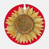 かわいいエレガントボホアートファームハウスイエローサンフラワー メタルオーナメント (裏面)