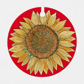 かわいいエレガントボホアートファームハウスイエローサンフラワー メタルオーナメント (正面)