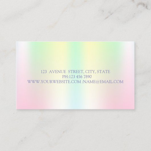 かわいいエレガントマカロン、スイーツ、ホログラフィック 名刺 (裏面)