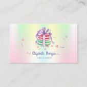 かわいいエレガントマカロン、スイーツ、ホログラフィック 名刺 (正面)