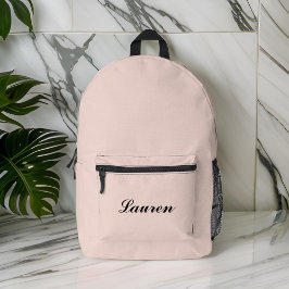 かわいいエレガントミニマルなブラックスクリプト |ピンク プリントバックパック