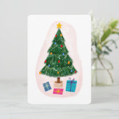 かわいいエレガントメリークリスマスツリープレゼント シーズンカード (スタンド正面)