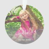 かわいいエレガントモダン少女の名前と写真 オーナメント (正面)