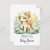 かわいいエレガントユニコーン赤ちゃんシャワー サンキューカード (正面/裏面)