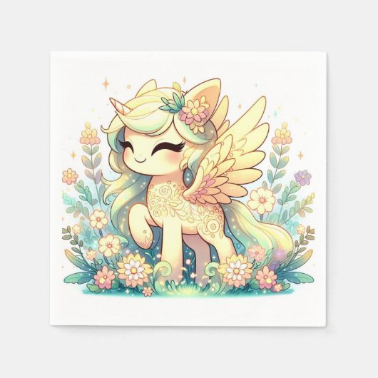 かわいいエレガントユニコーン赤ちゃんシャワー スタンダードカクテルナプキン (正面)