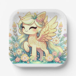 かわいいエレガントユニコーン赤ちゃんシャワー ペーパープレート