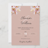 かわいいエレガントライトブラウン写真結婚式招待状 招待状 (裏面)