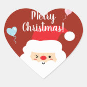 かわいいエレガントレッドノーズサンタクロース幸せな休日 ハートシール (正面)