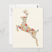 かわいいエレガントヴィンテージ春フローラ鹿のシルエット ポストカード (正面/裏面)