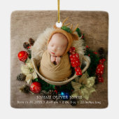 かわいいエレガント写真の祖父母初めてのクリスマス セラミックオーナメント (裏面)