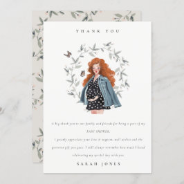 かわいいエレガント妊婦の紅葉ベイビーシャワー サンキューカード