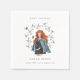 かわいいエレガント妊婦の紅葉ベイビーシャワー スタンダードカクテルナプキン