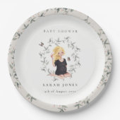 かわいいエレガント妊婦の紅葉ベイビーシャワー ペーパープレート (正面)