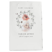 かわいいエレガント妊婦の紅葉ベイビーシャワー ミディアムペーパーバッグ (正面)