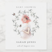 かわいいエレガント妊婦の紅葉ベイビーシャワー ワインラベル (シングルラベル)