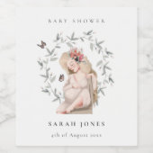 かわいいエレガント妊婦の紅葉ベイビーシャワー ワインラベル (シングルラベル)