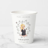 かわいいエレガント妊婦の紅葉ベイビーシャワー 紙コップ (正面)