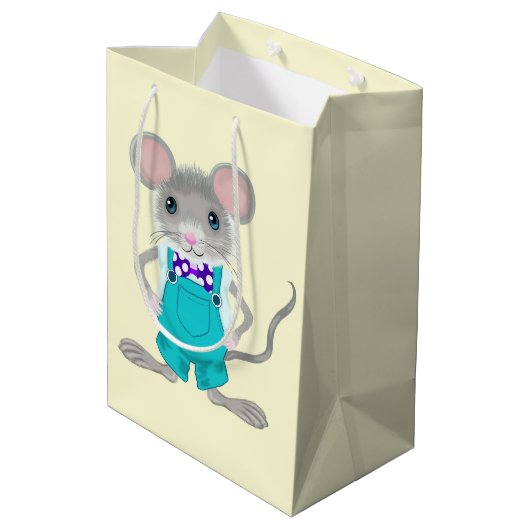 かわいいエレガント小さなネズミ ミディアムペーパーバッグ (裏面アングル)