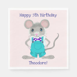 かわいいエレガント小さなマウスカスタム誕生日 スタンダードランチョンナプキン