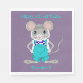 かわいいエレガント小さなマウスカスタム誕生日 スタンダードランチョンナプキン