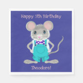 かわいいエレガント小さなマウスカスタム誕生日 スタンダードランチョンナプキン (正面)