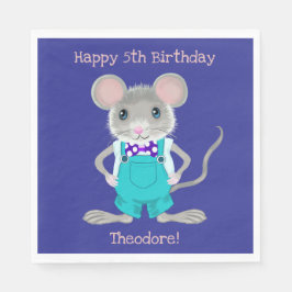 かわいいエレガント小さなマウスカスタム誕生日 スタンダードランチョンナプキン