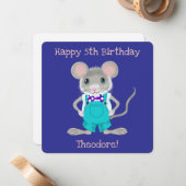 かわいいエレガント小さなマウスカスタム誕生日 ノートカード (正面/裏面インサイチュ)