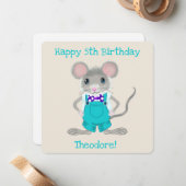 かわいいエレガント小さなマウスカスタム誕生日 ノートカード (正面/裏面インサイチュ)