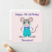 かわいいエレガント小さなマウスカスタム誕生日 ノートカード (正面/裏面インサイチュ)