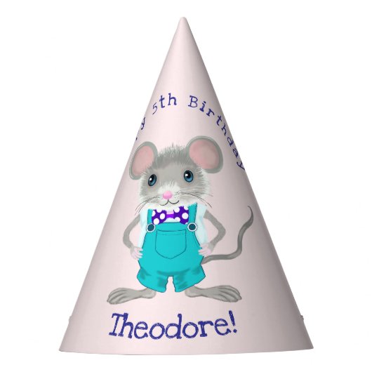 かわいいエレガント小さなマウスカスタム誕生日 パーティーハット (正面)