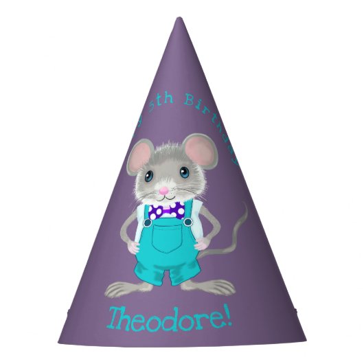 かわいいエレガント小さなマウスカスタム誕生日 パーティーハット (正面)