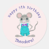 かわいいエレガント小さなマウスカスタム誕生日 ラウンドシール (正面)