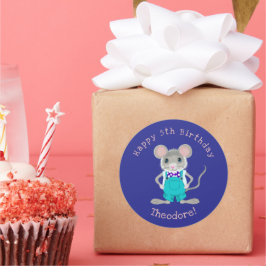 かわいいエレガント小さなマウスカスタム誕生日 ラウンドシール