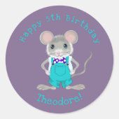 かわいいエレガント小さなマウスカスタム誕生日 ラウンドシール (正面)