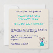 かわいいエレガント小さなマウスカスタム誕生日 招待状 (裏面)