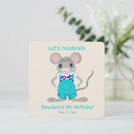 かわいいエレガント小さなマウスカスタム誕生日 招待状