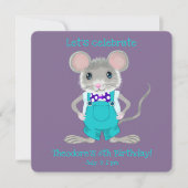 かわいいエレガント小さなマウスカスタム誕生日 招待状 (正面)