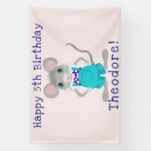 かわいいエレガント小さなマウスカスタム誕生日 横断幕 (縦)