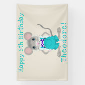 かわいいエレガント小さなマウスカスタム誕生日 横断幕 (縦)