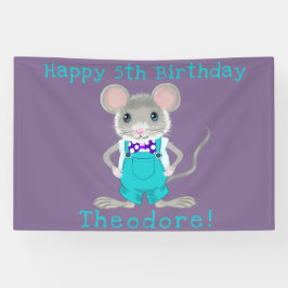 かわいいエレガント小さなマウスカスタム誕生日 横断幕